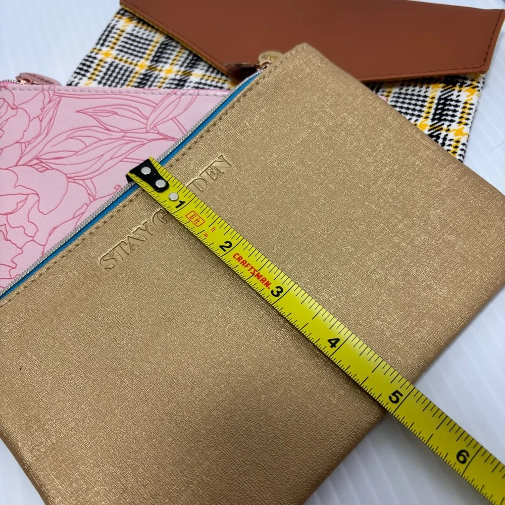 IPSY‎ Set of 3 Pouches/Make up/Cosmetic Bags Gold, Pink, Brown